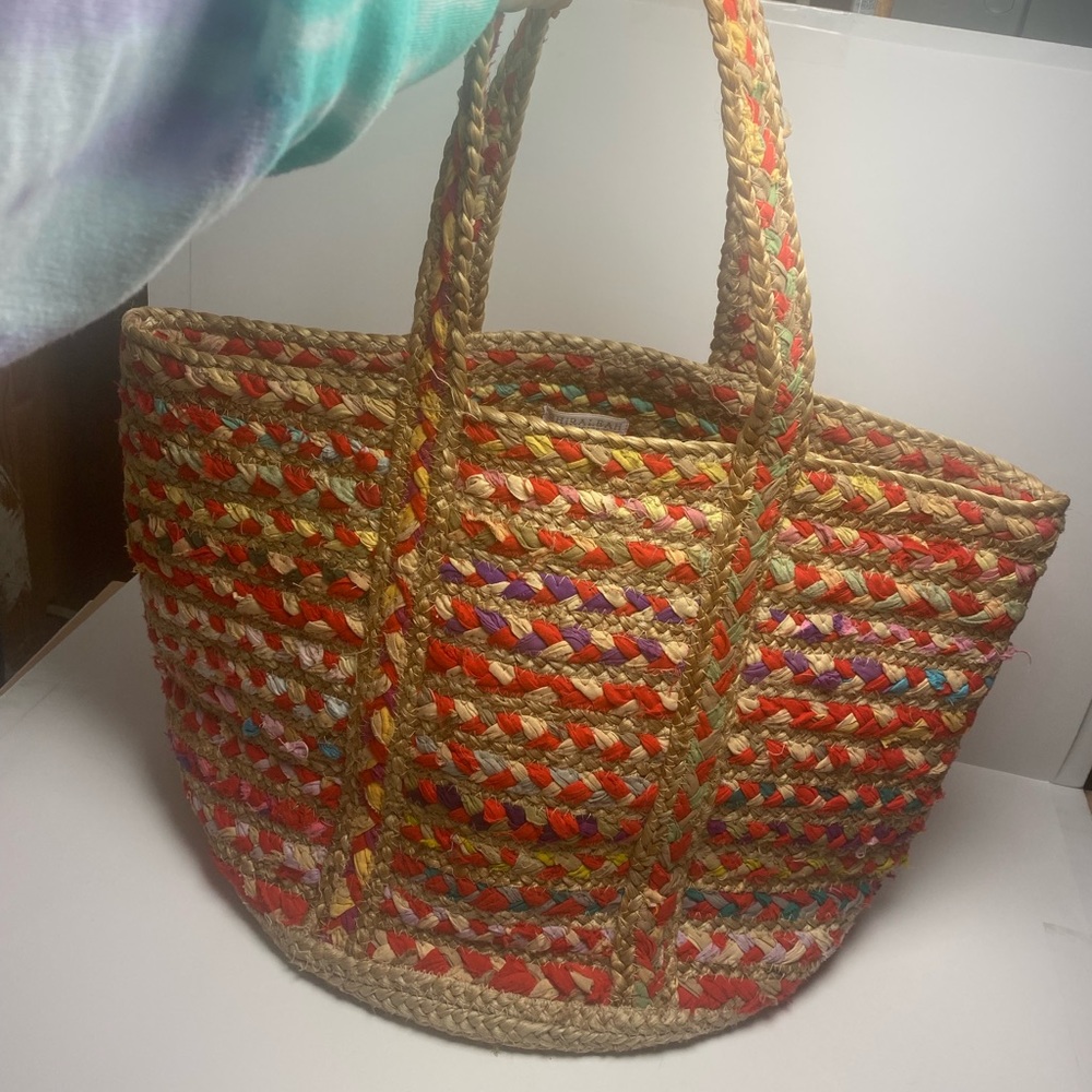 Shiraleah Chicago Mirabel rainbow large tote jute rag rug